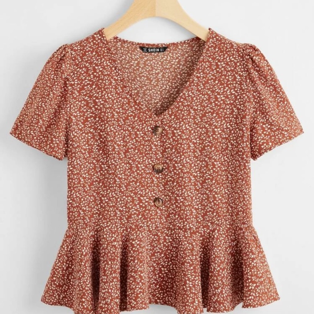 Floral print button up top